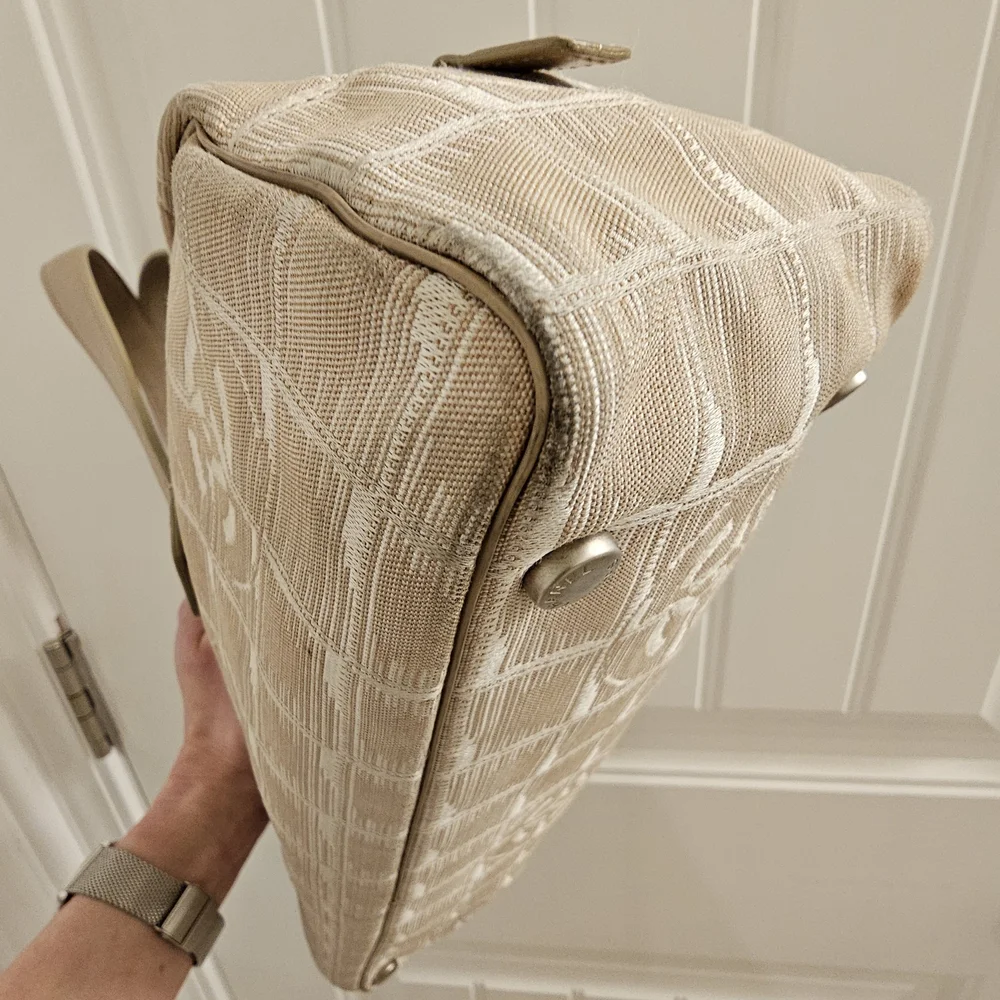 CHANEL Beige Logo Jacquard Boston Shoulder Bag - Picture 7 of 15